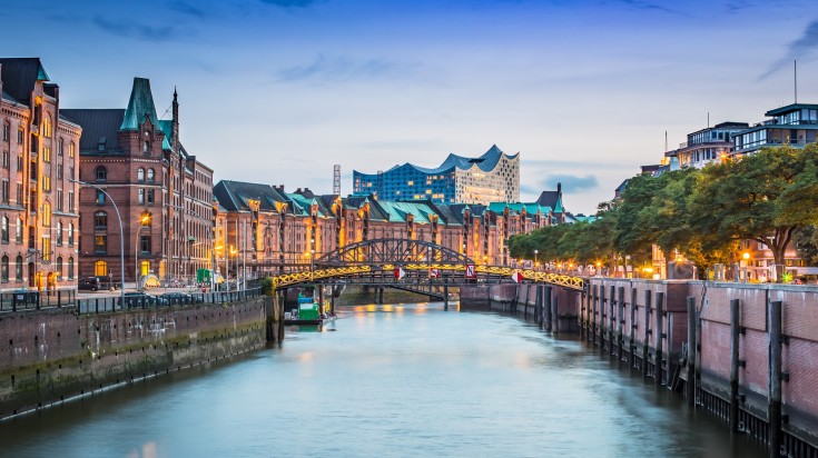 The view of Speicherstadt in Hamburg, Germany