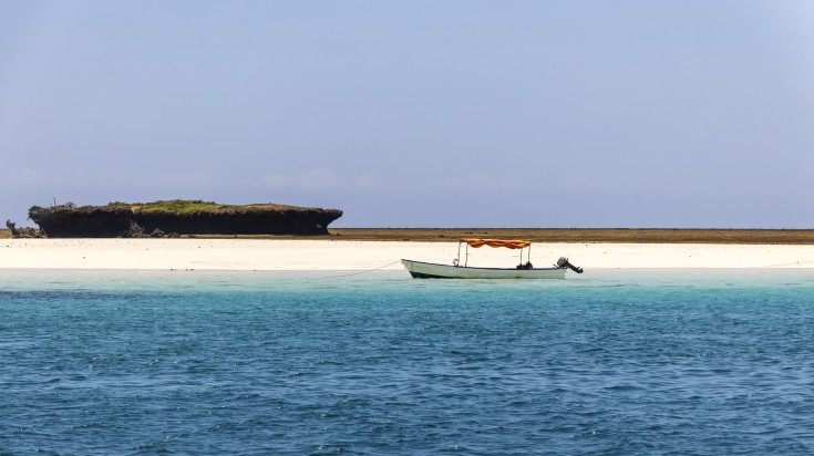 An empty boat spotted on the waters of Wasini Island.