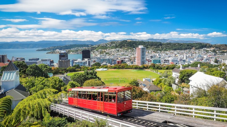 A red cable car in Wellington, one of the best places to visit in New Zealand. A red cable car in Wellington, one of the best places to visit in New Zealand.