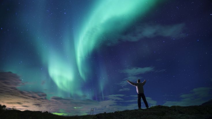 Northern lights in Akureyri, North Iceland