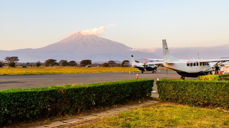 Airplanes parked in Kilimanjaro International Airport, Arusha.