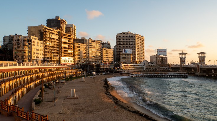 Alexandria is a Mediterranean port city in Egypt.