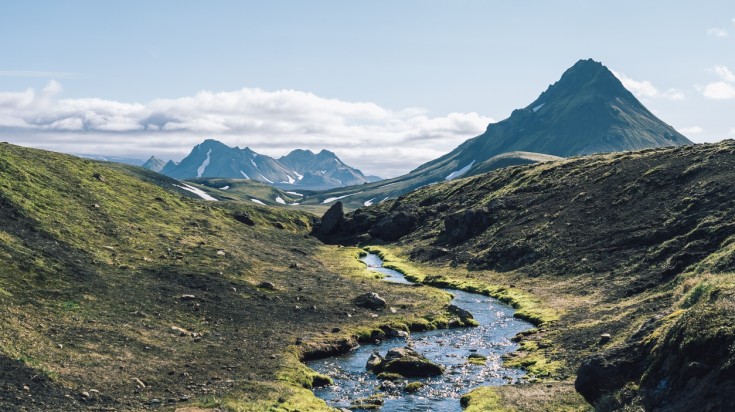 An amazing landscape with lush vegetation on the Laugavegur trail. An amazing landscape with lush vegetation on the Laugavegur trail.