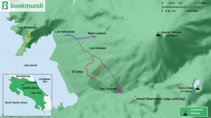 arenal volcano map