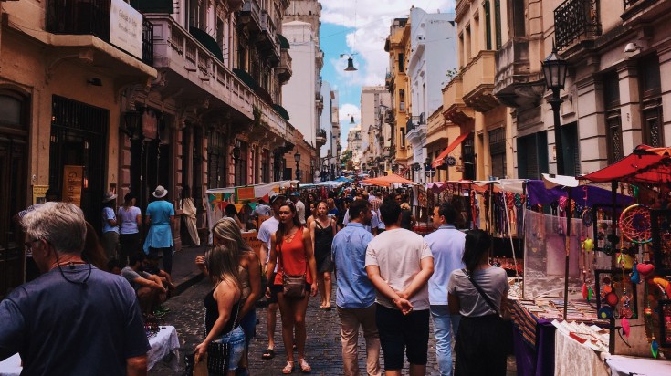 Crowds in a street market