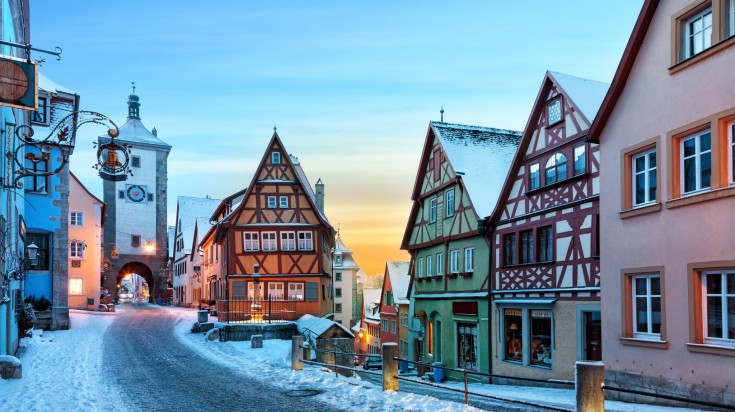 Bavaria city during November at dusk.