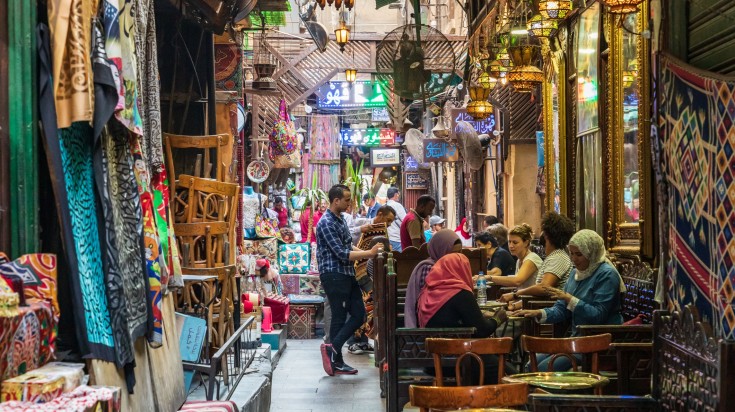 You can shop at Khan el Khalili while touring Egypt.