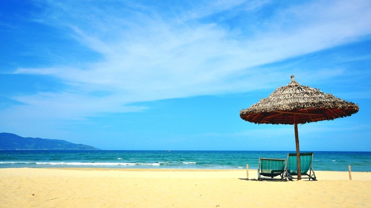 A shed on a sunny beach in Southern Vietnam.