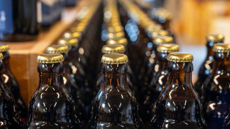 Bottles of Belgian beer at an abbey shop.