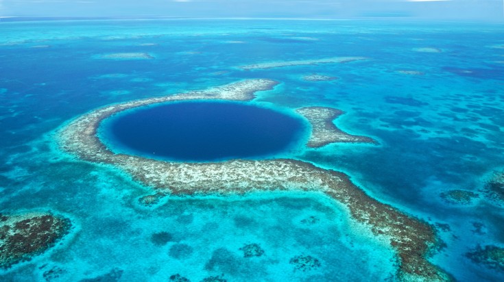 The Great Blue Hole in Belize.