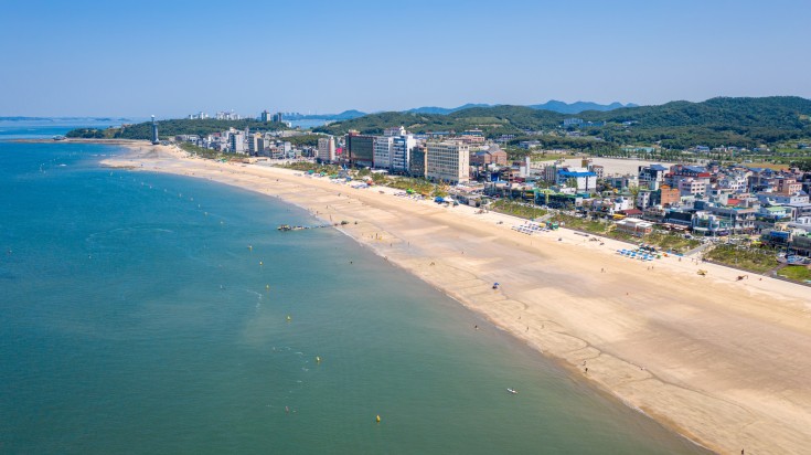 Aerial view of Boryeong city Daecheon beach, South Korea