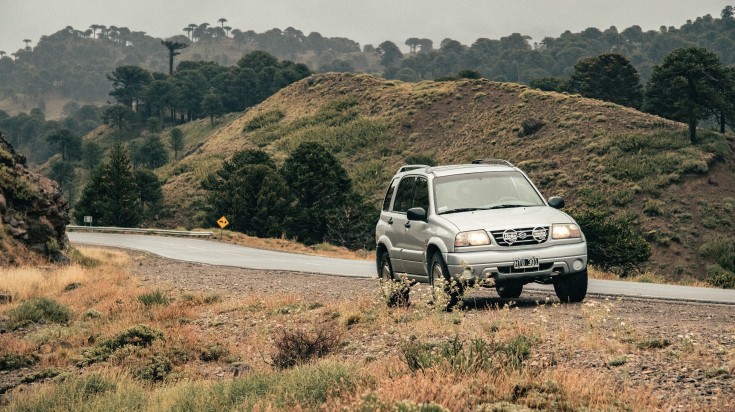 A car heading towards El Calafate in Argentina.