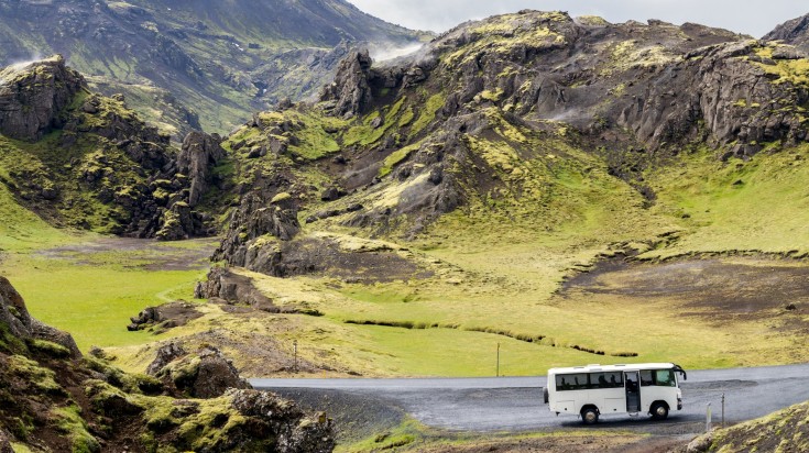 Bus enroute Thorsmork from Reykjavik.