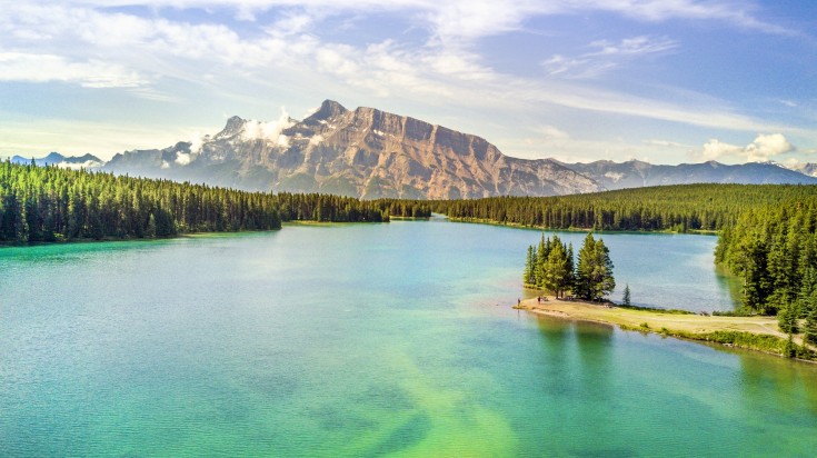 Lake Minnewanka in Canadian Rockies