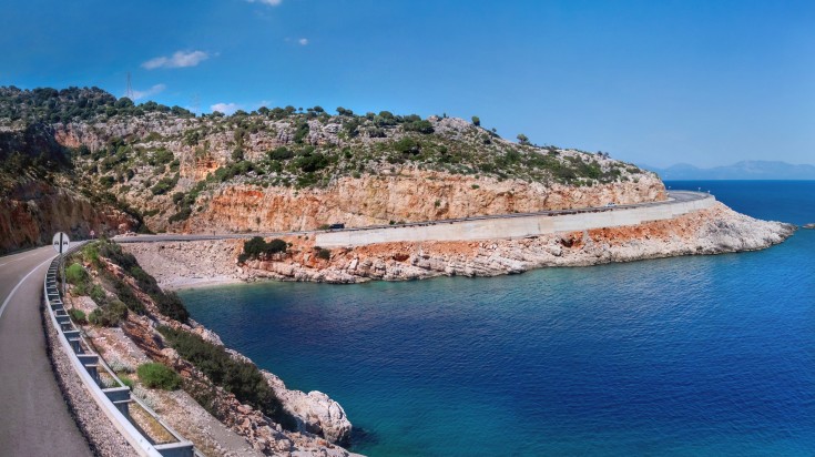 Panoramic view of Mediterranean sea on the way from Cappadocia to Pamukkale.