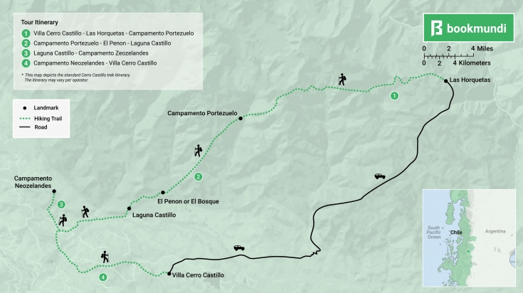 Cerro Castillo Trek map