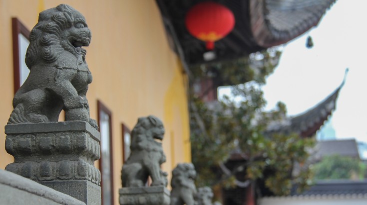 Statues outside Jade Buddha Temple in Shanghai.