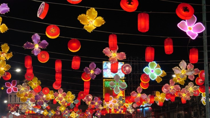 China Town in Bangkok decorated for New Year's celebration.