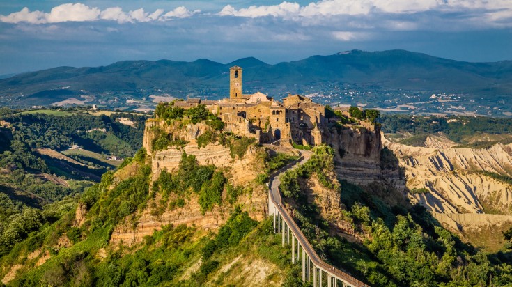 Civita Di Bagnoregio is a small hilltop village in Viterbo.