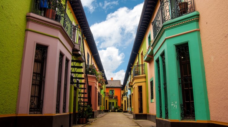 Historic Colorful Buildings in Bogota, Colombia in August