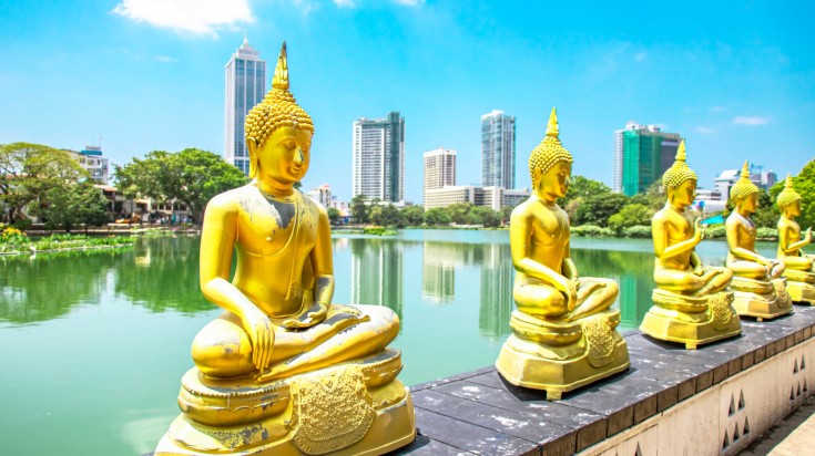 View of skycrappers of the Colombo city from Gangaramaya temple.