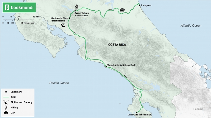 This Costa Rica itinerary is great if you wish to discover the rainforests Costa Rica itinerary rainforest map