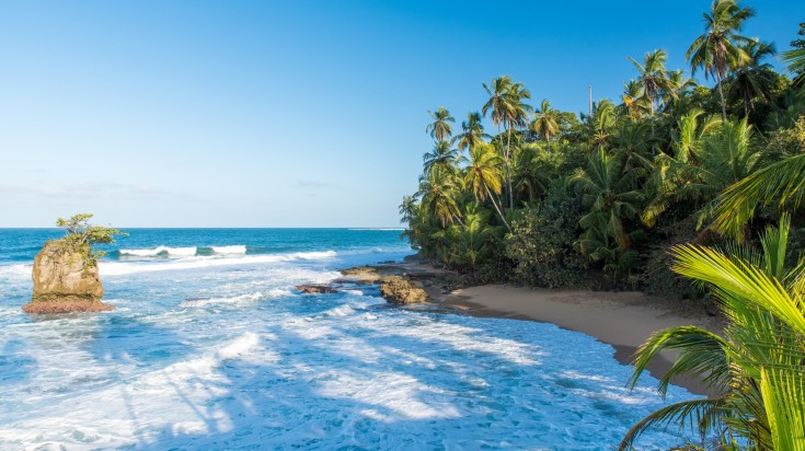 Wild Caribbean beach of Manzanillo at Puerto Viejo, Costa Rica