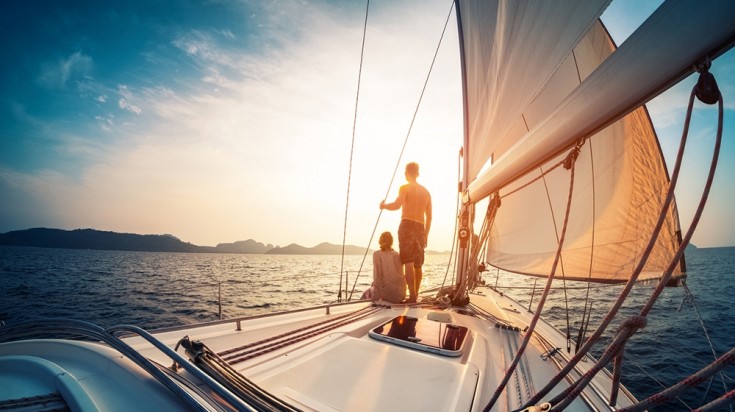 Couple on a cruise during sunset in Costa Rica