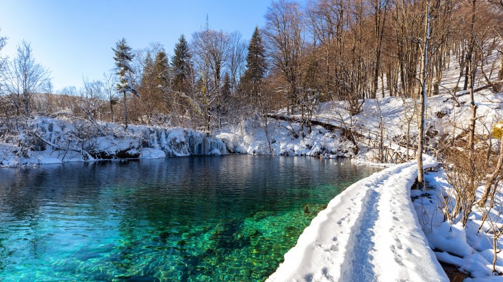 View of Plitvice Lakes during Croatia in January