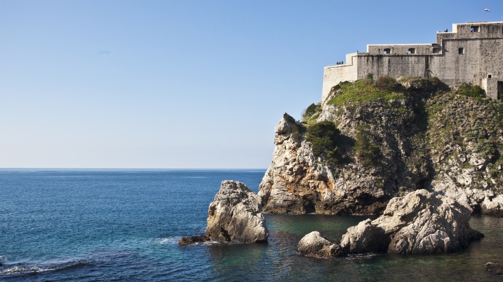 View of Dubrovnik`s walls and Dubrovnik City Walls, Croatia in January