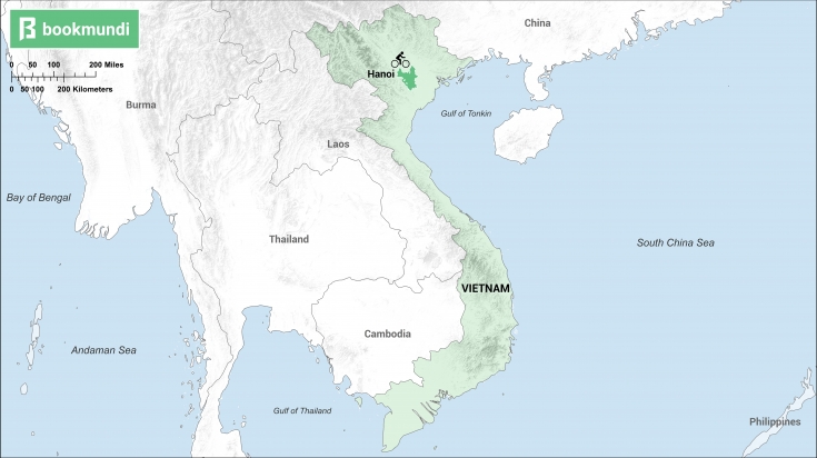 cycling in Vietnam Hanoi map