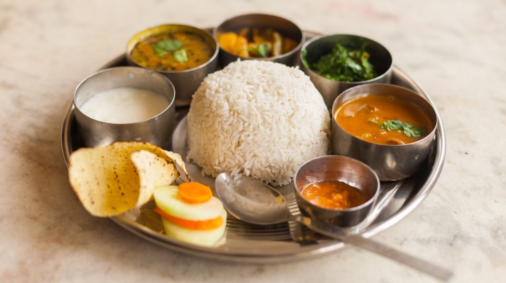 Nepali Thali is a nutritious food option while trekking Everest Base Camp.