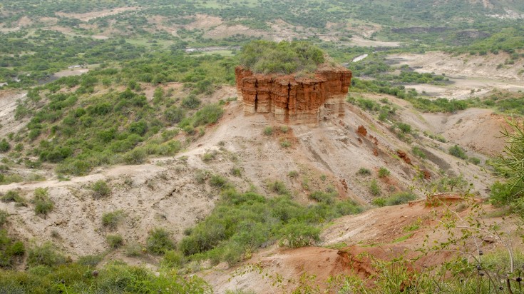 Distant view of Olduvai Gorge, Tanzania.