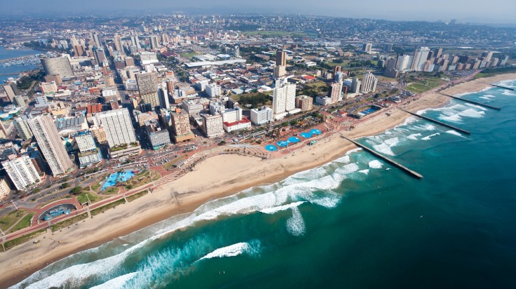 An ariel view of the port of Durban.