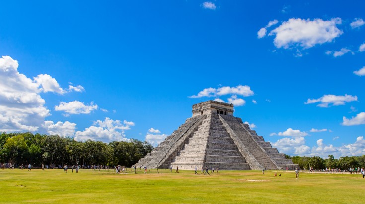 The Temple of Kukulcan is a Mesoamerican step-pyramid that dominates the center of the Chichen Itza archaeological site in the Mexican state of Yucatan. El Castillo in Chichen Itza