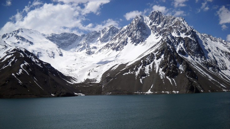 Snowcapped mountain with a lake at its base