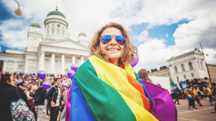 Pride parade participant in Finland in June