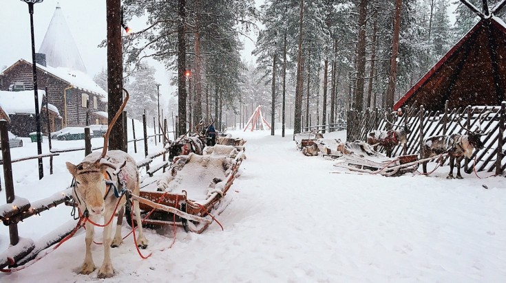 Frigid winter in Rovaniemi in Finland in November.