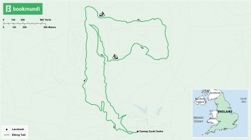 An overview map of the Freeminer's biking trail in Cannop Cycle Centre.