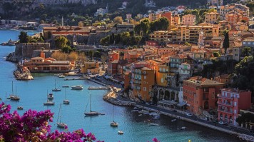 Aerial view of Villefranche-Sur-Mer on the French Riviera, France