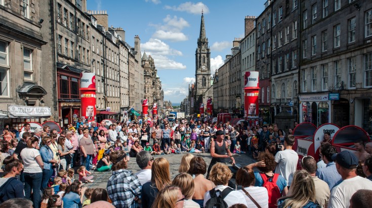 Street performance during Fringe Festival while visiting Edinburgh.