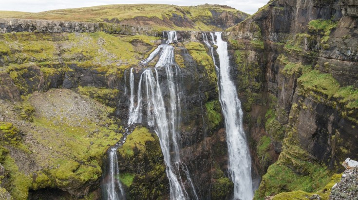 Glymur waterfall in Iceland gushes at 198 m drop