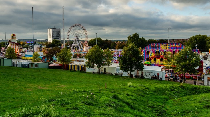 Goose Fair features classic carnival rides like roller coasters.