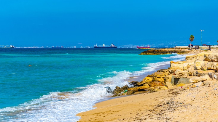 A small beach in Haifa, Israel.