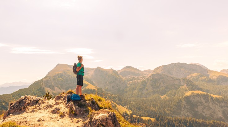 A young female hiker in the Alps of Germany.