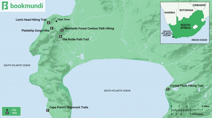 Hiking trails in Cape Town Map