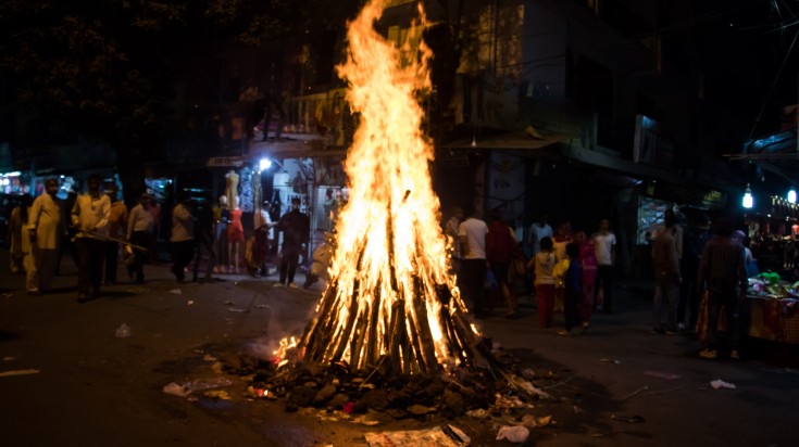 Holika Dahan during Holi Festival in India