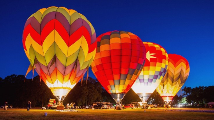 Gilboa Hot Air Balloon Festival during the late night in August.