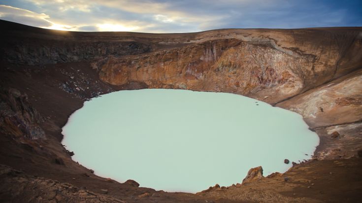 Viti in Askja is a hot spring formed from volcano eruption in Iceland