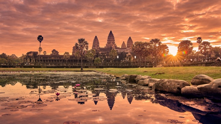 Sunrise at Angkor Wat, a UNESCO World Heritage Site. Sunrise at Angkor Wat, a UNESCO World Heritage Site.